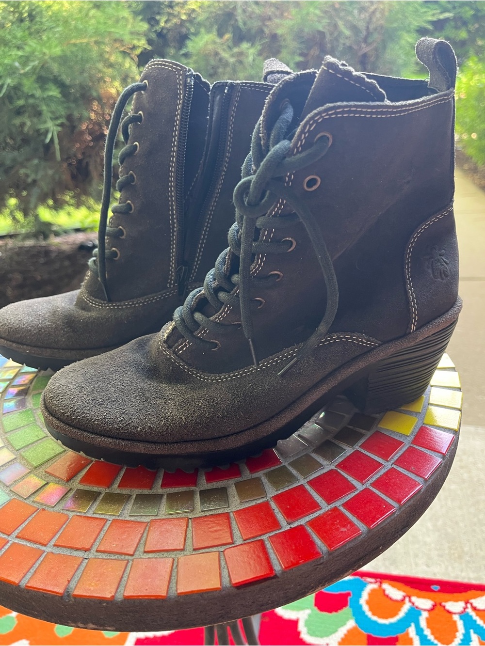 Fly London Women’s Charcoal Suede Lace-Up Ankle Boots